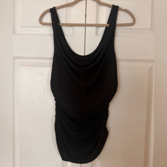 CINQ A SEPT Womens Ivory Ruched Tie Zip-up Back Sleeveless Crew Neck Top S - Picture 4 of 7